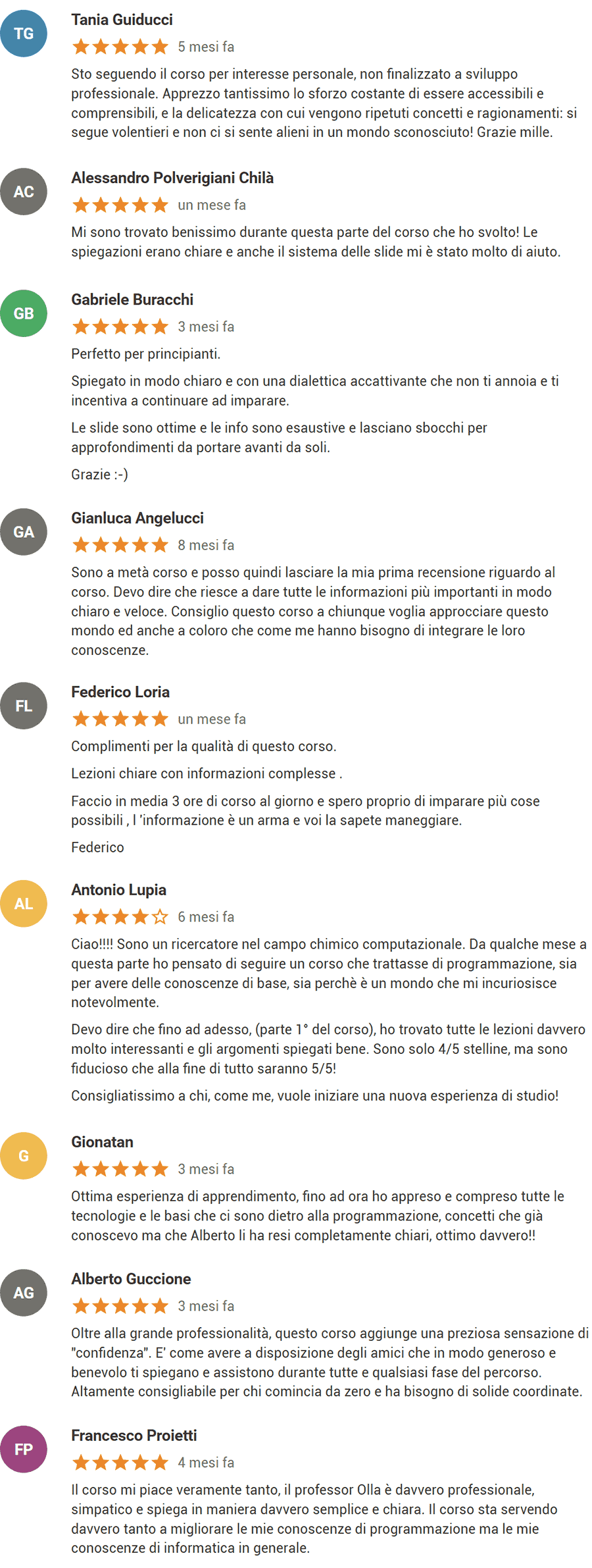 Recensione corsi di programmazione